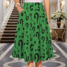 Elastic Waist Pocket Midi Skirt, Questions Green Riddler