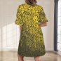 Women's V-Neck Ruffle Sleeve Dress, Yellow Black Abstract