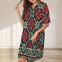 Women's V-Neck Ruffle Sleeve Dress, Ukrainian Folk Ornament Pattern