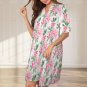 Women's V-Neck Ruffle Sleeve Dress, Pink Peony Floral Flower Watercolor Art