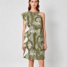 Women's Right-side Ruffle Sleeve Dress, Stray Hemp Materials, Art Nouveau Print