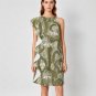 Women's Right-side Ruffle Sleeve Dress, Stray Hemp Materials, Art Nouveau Print