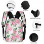 3-in-1 Backpack Combo Set (backpack + lunch bag + pen case), Pink Peony Flower Flower