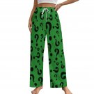 All-Over Print Women's Cotton Pajama Pants, Green Riddler Quetions