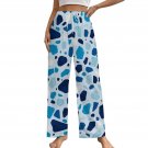 All-Over Print Women's Cotton Pajama Pants, Blue Terrazzo