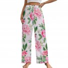 All-Over Print Women's Cotton Pajama Pants, Pink Peony Floral Flower