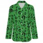 All Over Print Cotton Women's Long Sleeve Irregular Hem Shirt, Green Riddler Questions