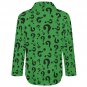 All Over Print Cotton Women's Long Sleeve Irregular Hem Shirt, Green Riddler Questions