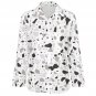 All Over Print Cotton Women's Long Sleeve Irregular Hem Shirt, Monochrome Terrazzo