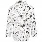 All Over Print Cotton Women's Long Sleeve Irregular Hem Shirt, Monochrome Terrazzo
