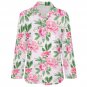 All Over Print Cotton Women's Long Sleeve Irregular Hem Shirt, Pink Peony Floral Flower