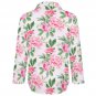 All Over Print Cotton Women's Long Sleeve Irregular Hem Shirt, Pink Peony Floral Flower