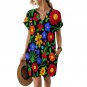 Women's Casual V-Neck Dress, Multicolor Floral Simple Art