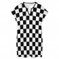 Women's Casual V-Neck Dress, Black White Checkerboard