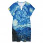 Women's Casual V-Neck Dress, Van Gogh Starry Night Art
