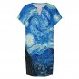 Women's Casual V-Neck Dress, Van Gogh Starry Night Art