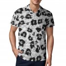 Men's Premium Ice Silk Polo Shirt, Rosette Leopard Spots Monochrome