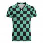 Men's Premium Ice Silk Polo Shirt, Checkered Black Green Anime Style