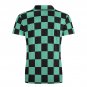 Men's Premium Ice Silk Polo Shirt, Checkered Black Green Anime Style