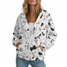 Women's Full-Zip Hoodie, Monochrome Terrazzo Pattern