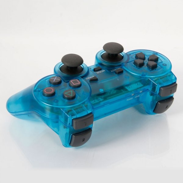 2.4GHz Wireless Controller with Receiver for PC PS2 Blue & Transparent
