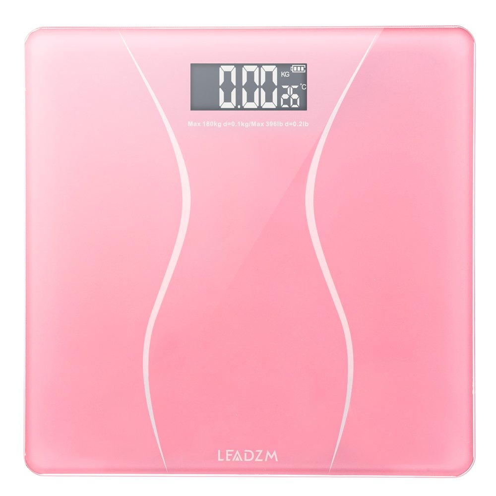 LEADZM 180Kg Slim Waist Pattern Personal Scale Pink (From US)