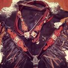 New Black and Medium Oil Tooled Leather Fringe Horse Tack Set