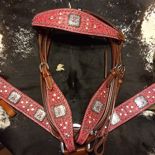 NEW breast cancer awareness bling horse tack set