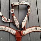 NEW White Hair On Turquoise Stone Studded Horse Tack Set