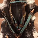 NEW turquoise filigree horse tack set