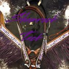 NEW purple white fringe horse tack set