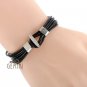 Men Women GENUINE LEATHER Black Brown Fawn Cuff Wristband Bracelets 050
