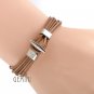 Men Women GENUINE LEATHER Black Brown Fawn Cuff Wristband Bracelets 050