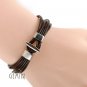 Men Women GENUINE LEATHER Black Brown Fawn Cuff Wristband Bracelets 050