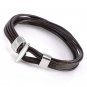 Men Women GENUINE LEATHER Black Brown Fawn Cuff Wristband Bracelets 050