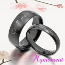 US Black Anywords Groom&Bride Matching Wedding Engagement Titanium 2 Rings Set