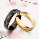 Anyword 18K Gold Match Black Dome Groom&Bride Wedding Titanium Rings Set F2