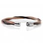 New Men Women GENUINE LEATHER Brown Green S.Steel Wristband Bracelets 003