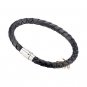 Men Women GENUINE LEATHER Black Brown Braided S.Steel Wristband Bracelets 001