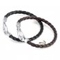 US Infinity GENUINE LEATHER Black Brown Braided Wristband Bracelets MKUS054A