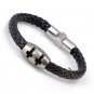 Men Cross GENUINE LEATHER Black Cuff Wristband Bracelets MKUS057B