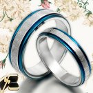 His&Her Blue Matching Wedding Titanium Rings Set 065
