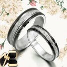 His Her Black Matching Wedding Titanium Rings 010