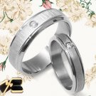 Groom&Bride Matching Diamond Wedding Engagement Titanium Rings Set 29