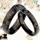 Black ANY YOUR WORDS Engrave Wedding Bands Titanium Couple Ring Set 46