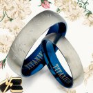 Men Women Blue Titanium Wedding Rings 090