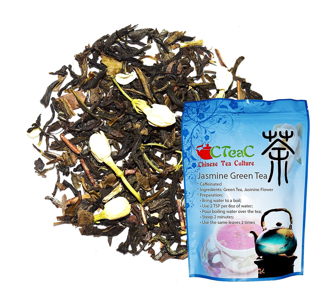 Jasmine Green Tea Caffeinated Chinese Tea Loose Leaf Tea 2oz
