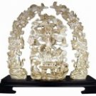  Large Antique Ivory Finish Engraved Dragon Sculpture