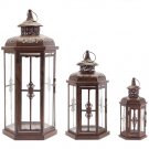 Mission Flameless Candle Lantern Set of 3 - Natural Color Candles + Remote/Timer