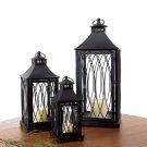 KeyWest Flameless Candle Lantern Set of 3 + Natural Color LED's + Remote Timer